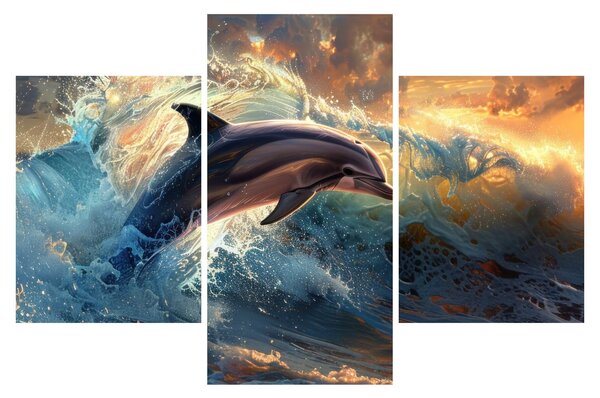 Kép - Delfin, illusztrációk (90x60 cm)