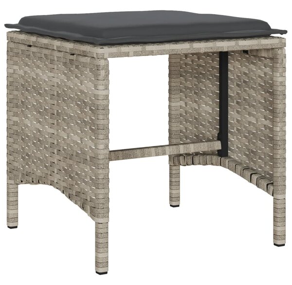 6 részes világosszürke polyrattan kerti ülőgarnitúra párnákkal