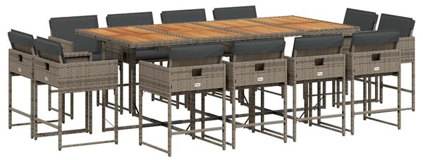 13 részes szürke polyrattan kerti ülőgarnitúra párnákkal