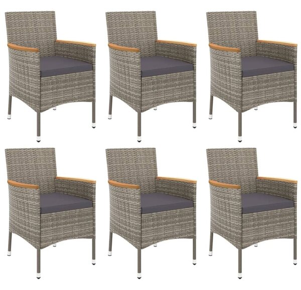 7 részes szürke polyrattan kerti étkezőgarnitúra párnával