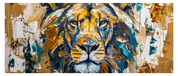 Kép - Absztrakt olajfestmény oroszlánnal (120x50 cm)