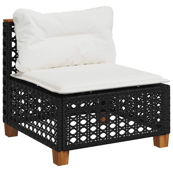 7 részes fekete polyrattan kerti ülőgarnitúra párnával