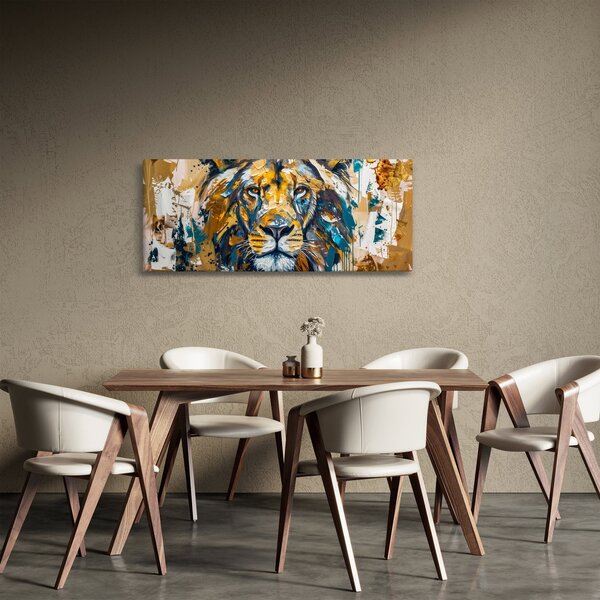 Kép - Absztrakt olajfestmény oroszlánnal (120x50 cm)