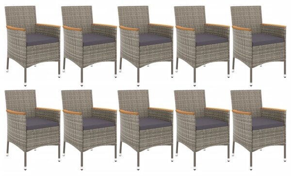 11 részes szürke polyrattan kerti ülőgarnitúra párnákkal