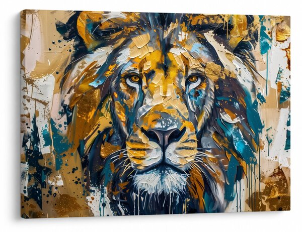 Kép - Absztrakt olajfestmény oroszlánnal (70x50 cm)