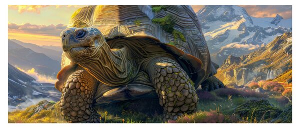 Kép - Teknős és hegyvidéki táj (120x50 cm)