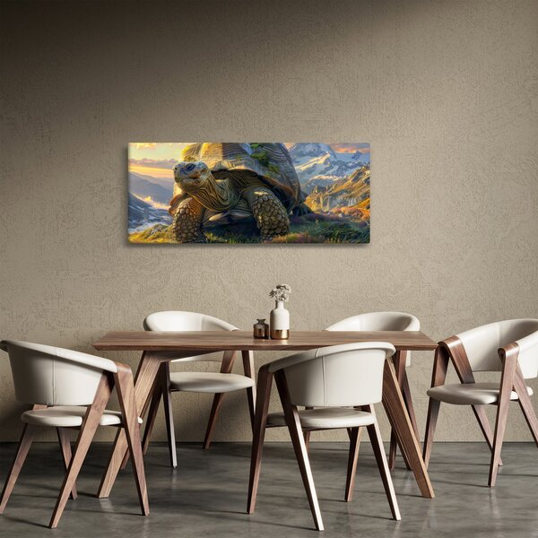 Kép - Teknős és hegyvidéki táj (120x50 cm)
