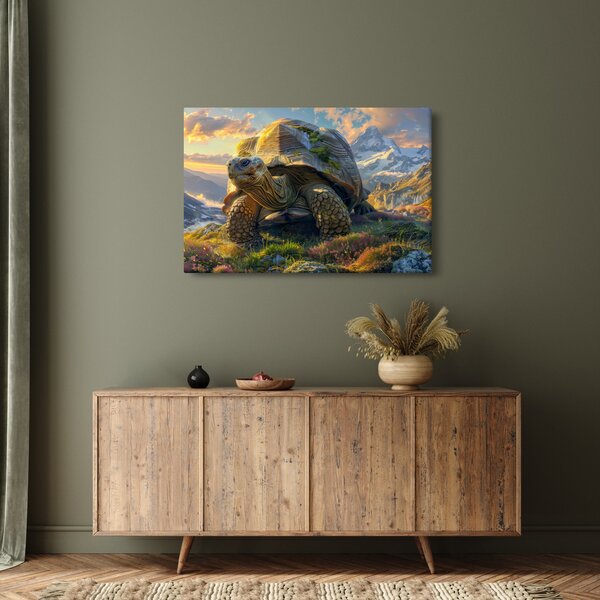 Kép - Teknős és hegyvidéki táj (90x60 cm)