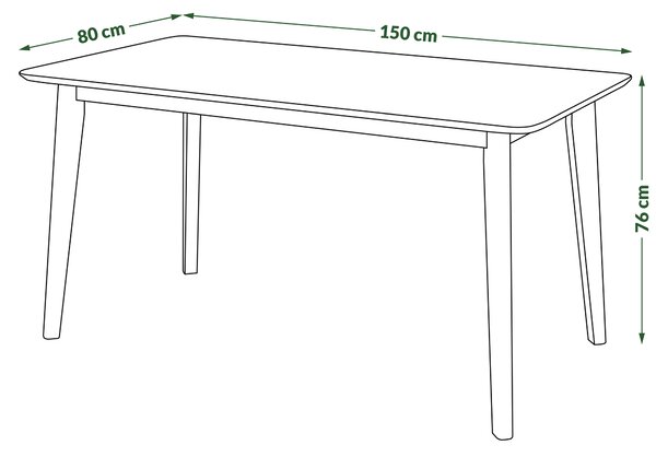 MAZZONI EXPORT ROXY Természetes Tölgyfa - RETRO TÉGLALAP ALAKÚ FA ASZTAL 120 vagy 150 cm-es KONYHÁBA/ÉTKEZŐBE
