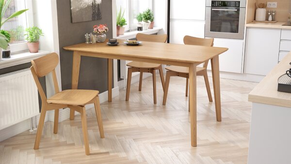 MAZZONI EXPORT ROXY Természetes Tölgyfa - RETRO TÉGLALAP ALAKÚ FA ASZTAL 120 vagy 150 cm-es KONYHÁBA/ÉTKEZŐBE