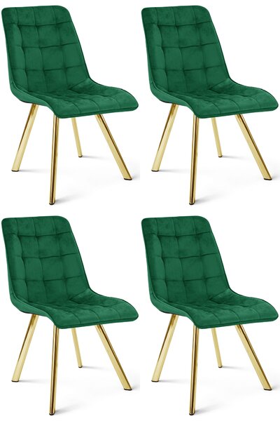 Étkezőszék CIEZA VELVET arany lábakkal, zöld
