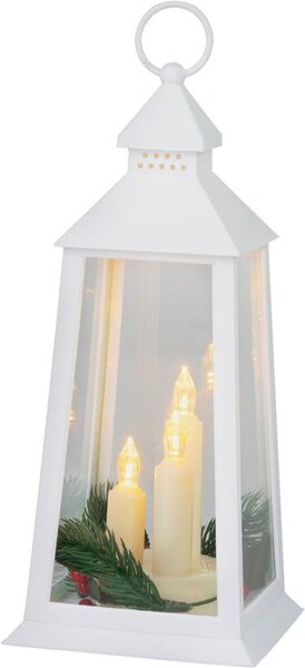 Lámpás MagicHome Vianoce, műanyag, fehér, 3xLED sárga, 14x14x35 cm, 3xAAA