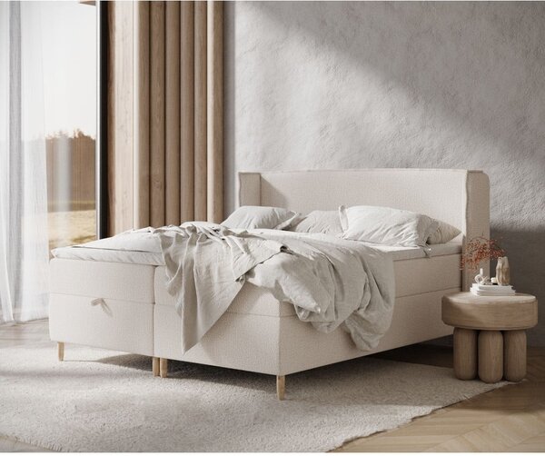 Krémszínű ágyneműtartós boxspring ágy 160x200 cm Monpelli – Maison de Rêve