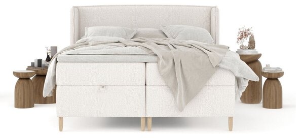 Krémszínű ágyneműtartós boxspring ágy 160x200 cm Monpelli – Maison de Rêve