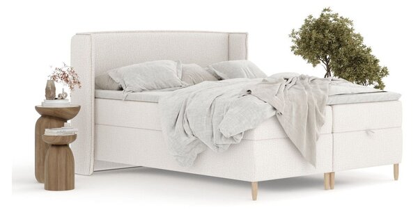 Krémszínű ágyneműtartós boxspring ágy 160x200 cm Monpelli – Maison de Rêve
