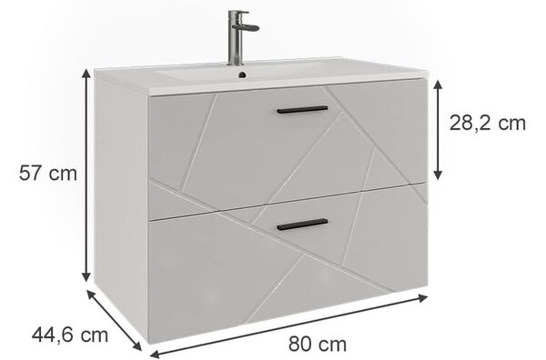 Vicco Irma magasfényű fehér fali mosdó alatti szekrény – 80 × 57 × 45 cm