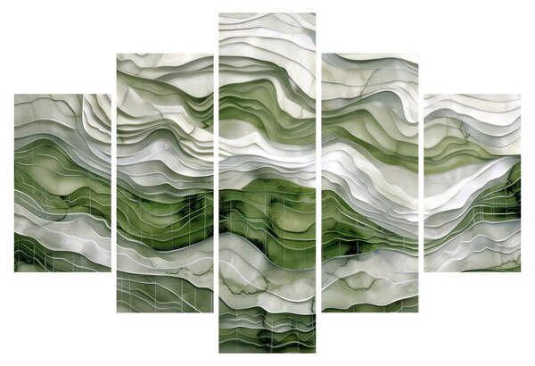 Kép - Zöld és fehér fodrok (150x105 cm)