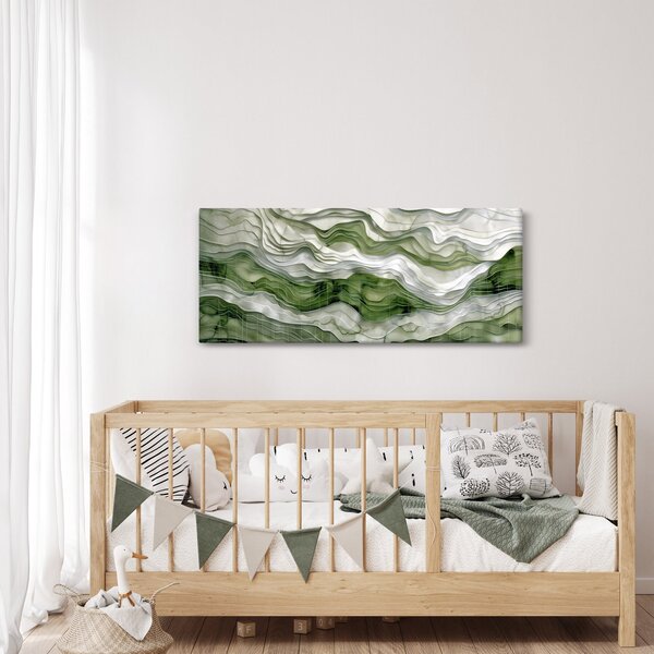 Kép - Zöld és fehér fodrok (120x50 cm)