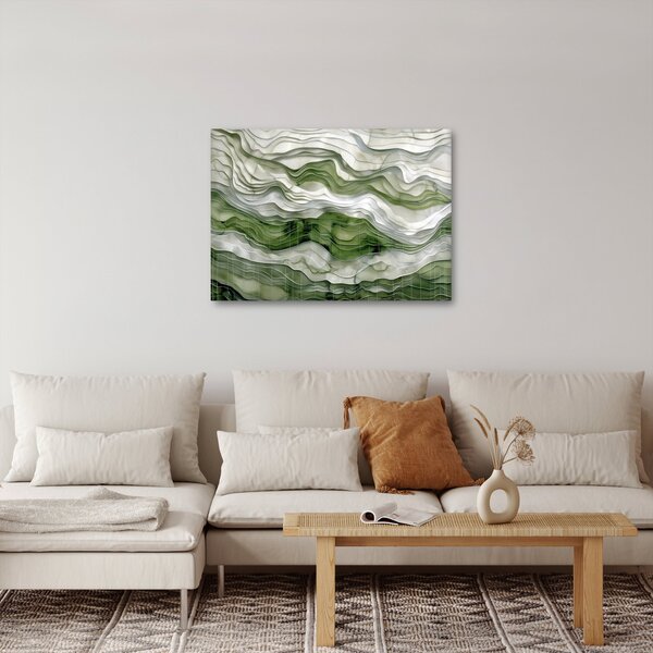 Kép - Zöld és fehér fodrok (70x50 cm)
