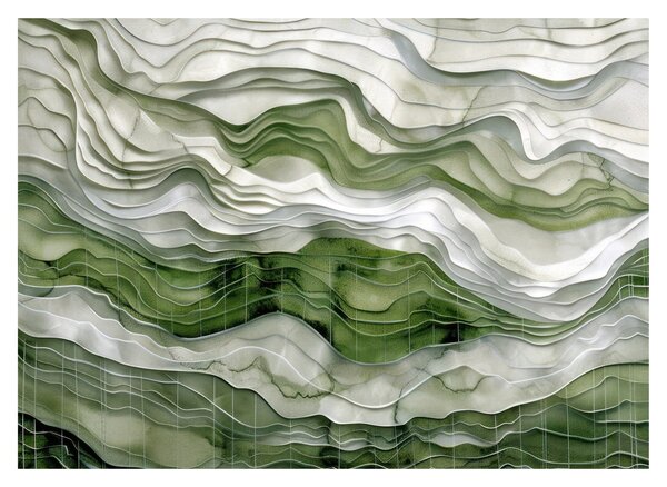 Kép - Zöld és fehér fodrok (70x50 cm)