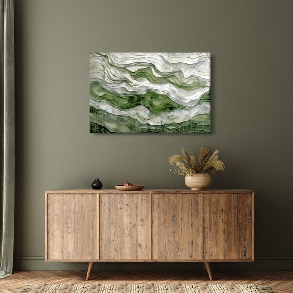 Kép - Zöld és fehér fodrok (90x60 cm)