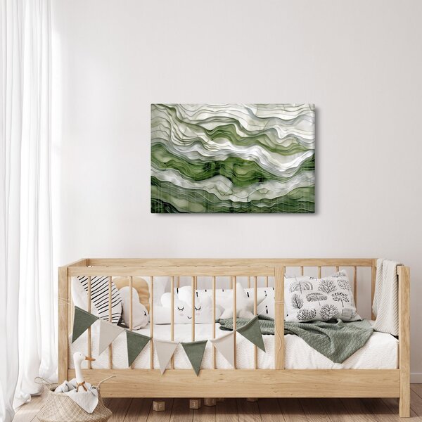 Kép - Zöld és fehér fodrok (90x60 cm)