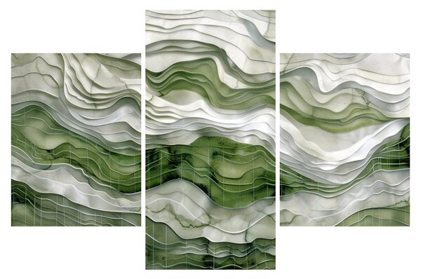 Kép - Zöld és fehér fodrok (90x60 cm)