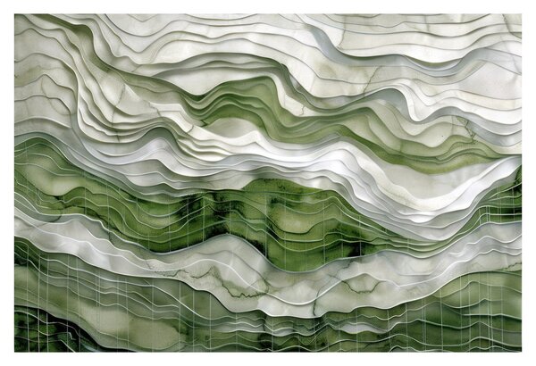 Kép - Zöld és fehér fodrok (90x60 cm)