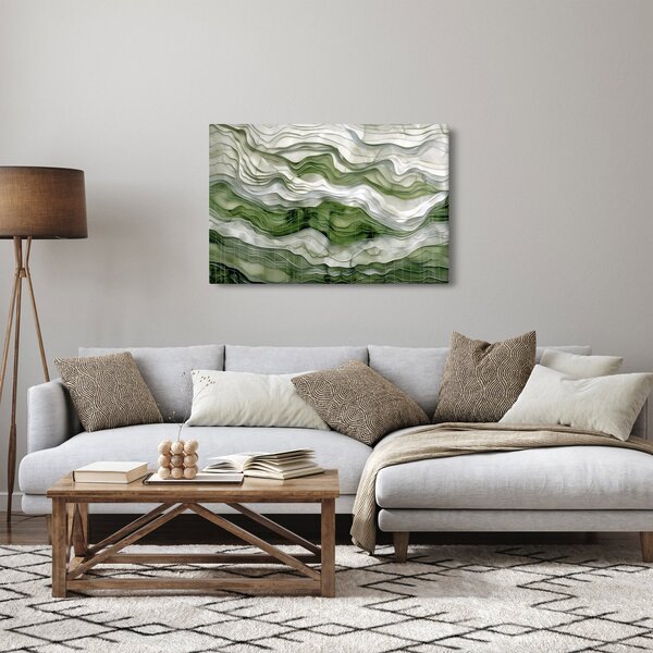 Kép - Zöld és fehér fodrok (90x60 cm)
