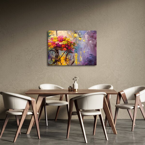 Kép - Kerék virágokkal (70x50 cm)