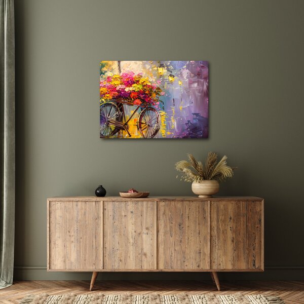 Kép - Kerék virágokkal (70x50 cm)
