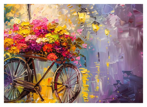Kép - Kerék virágokkal (70x50 cm)
