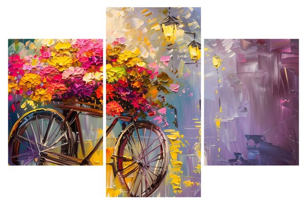 Kép - Kerék virágokkal (90x60 cm)