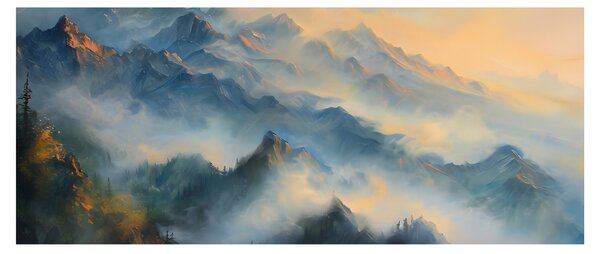 Kép - Festett hegyi táj (120x50 cm)