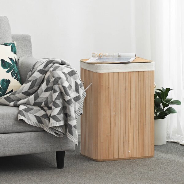 DORA bambusz szennyeskosár, 72 l, természetes barna SongmicsHome