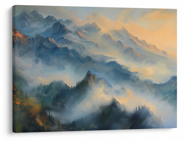 Kép - Festett hegyi táj (70x50 cm)
