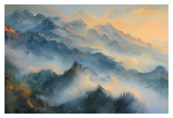Kép - Festett hegyi táj (90x60 cm)