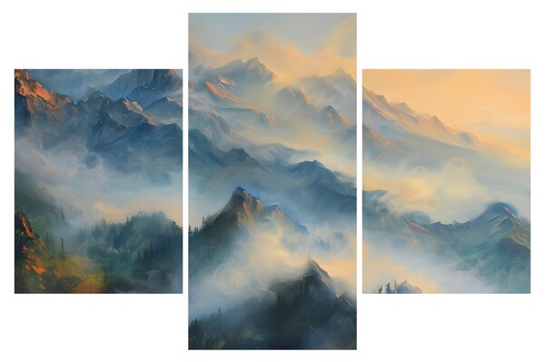 Kép - Festett hegyi táj (90x60 cm)