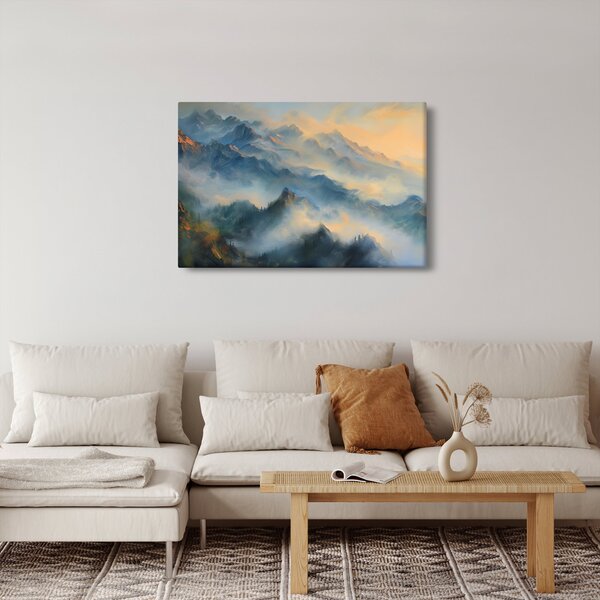 Kép - Festett hegyi táj (90x60 cm)