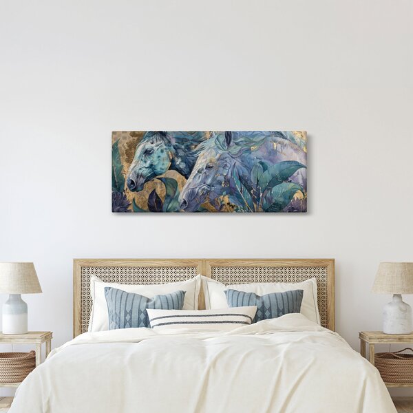 Kép - Lovak arany háttérrel (120x50 cm)