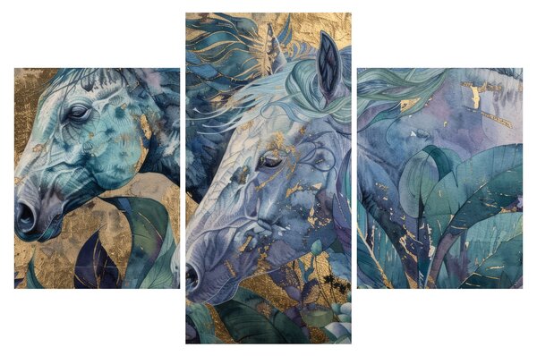 Kép - Lovak arany háttérrel (90x60 cm)