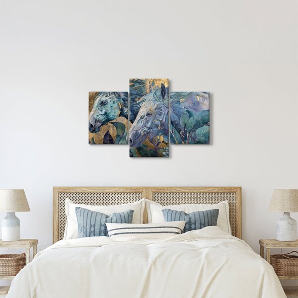 Kép - Lovak arany háttérrel (90x60 cm)