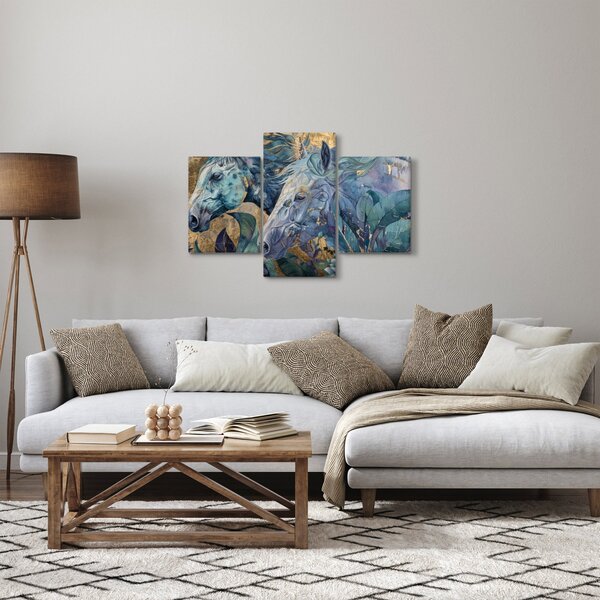 Kép - Lovak arany háttérrel (90x60 cm)