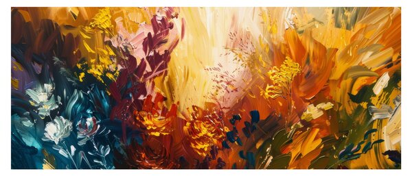 Kép - Absztrakt festmény a virágokról (120x50 cm)