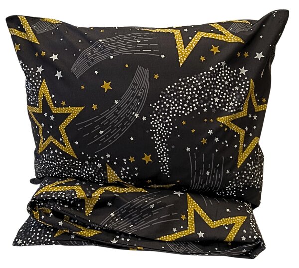Star fekete pamut ágyneműhuzat 200x140cm+90x70cm