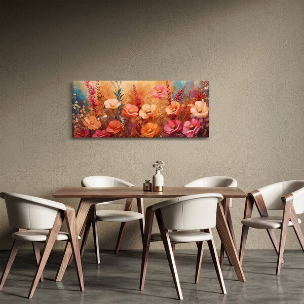 Kép - Virágos rét, festmény (120x50 cm)