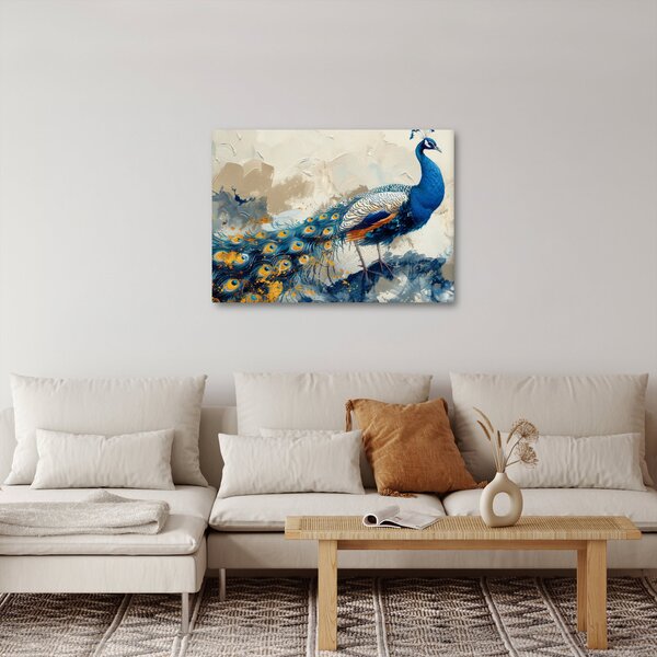 Kép - Páva, festmény (70x50 cm)