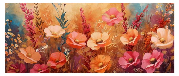 Kép - Virágos rét, festmény (120x50 cm)