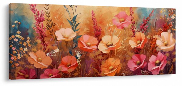 Kép - Virágos rét, festmény (120x50 cm)