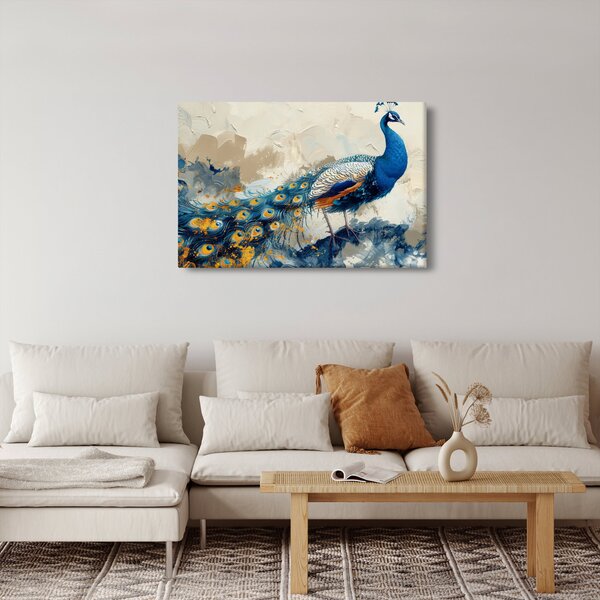 Kép - Páva, festmény (90x60 cm)